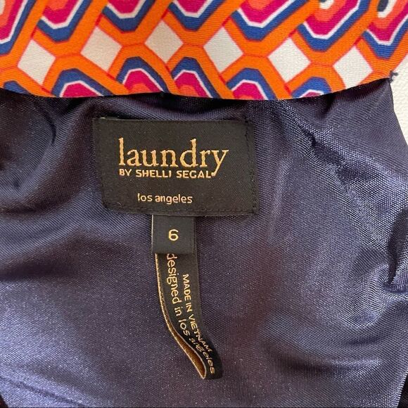 Laundry Shelli Segal Twisted Cinched bust geometric halter Dress Size 6 - Picture 5 of 12